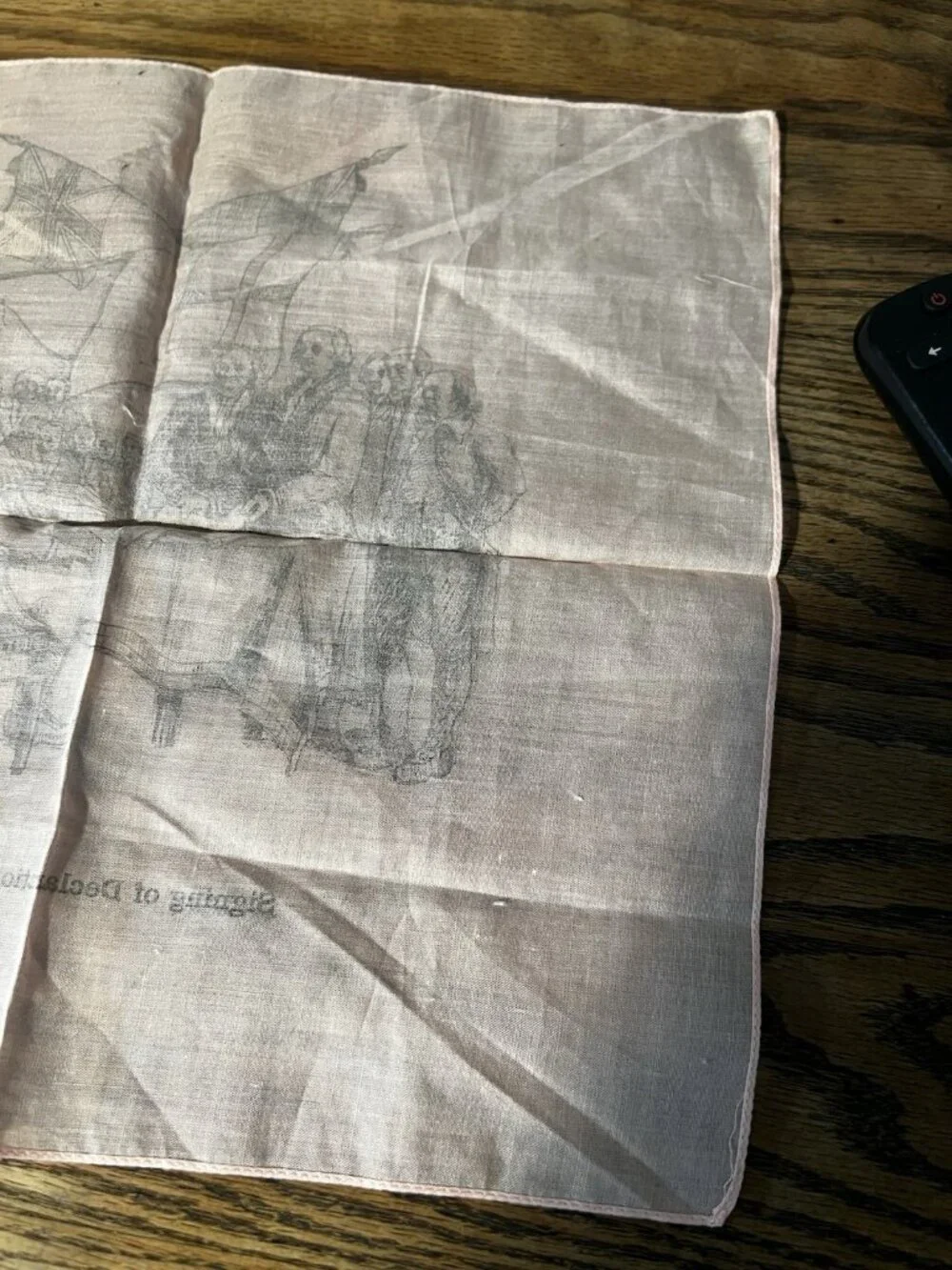 1940 Souvenir Handkerchief Americana The Declaration Of Independence W/ Sticker